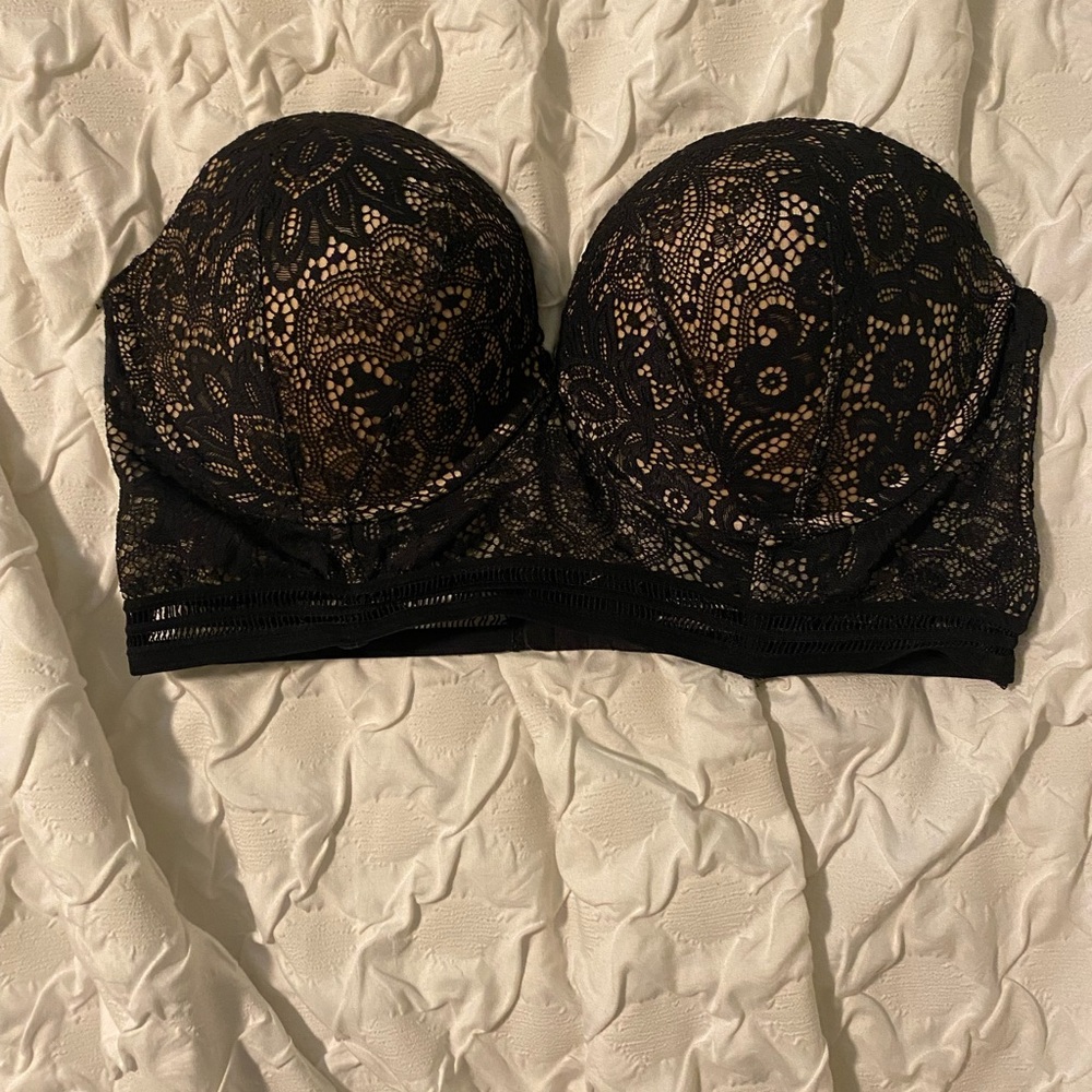 Victoria's Secret Black Lace Strapless Bra